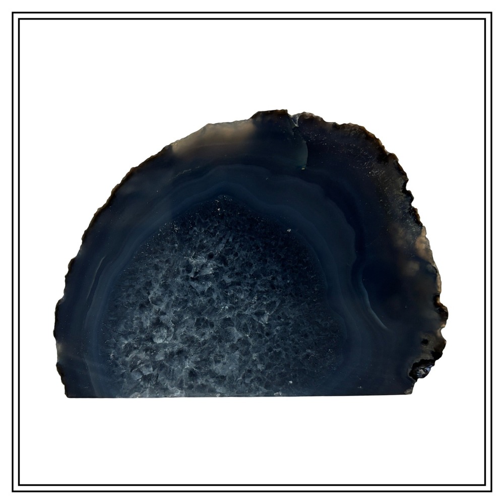 Dark Gray‎ Blue Agate Geode Slice Crystal Display Home Decor